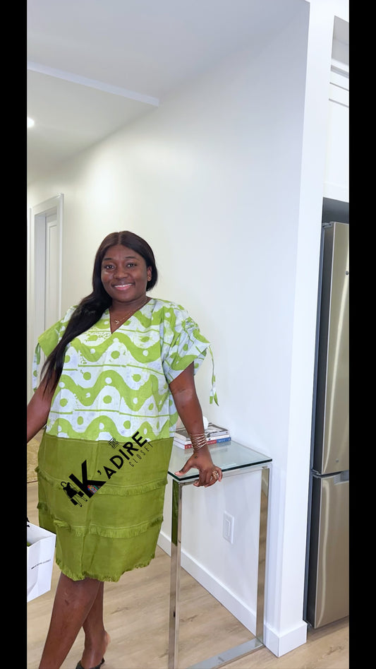 Adire Asooke green dress
